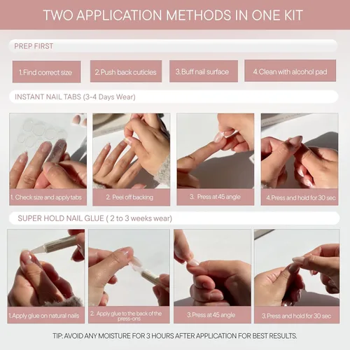 Vista 6 de Celebritips Uñas postizas a presión - Salon U-ltimate™ Bailarina, Uñas de almendra extra cortas, reutilizables 16 tamaños - Kit de 32 uñas