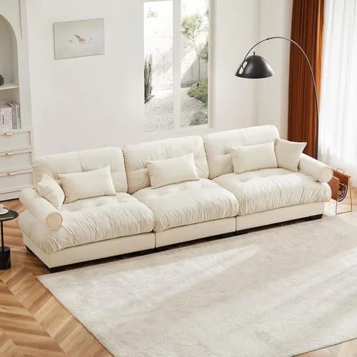 Vista 85 de Juego de sofá modular con asiento profundo de 94.4", tela de chenilla, loveseat seccional moderno para sala de estar, cómodo loveseat de felpa tipo