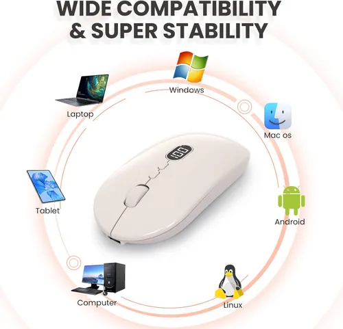 Vista 9 de MAGIC-REFINER X1 - Mouse inalámbrico para computadora portátil con nivel de batería visible, mouse USB ultra delgado portátil de 2.4G, clic