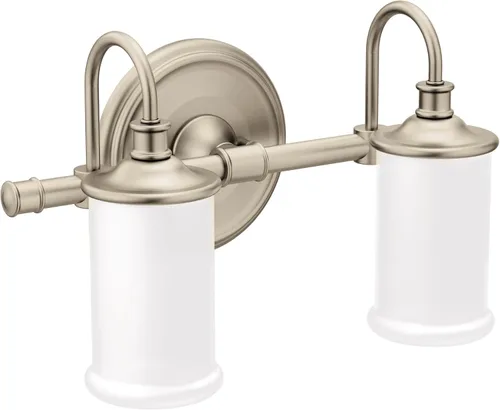 Vista 7 de Moen YB6461ORB Belfield - Accesorio de tocador de baño de doble montaje con 1 luz con vidrio esmerilado, bronce aceitado