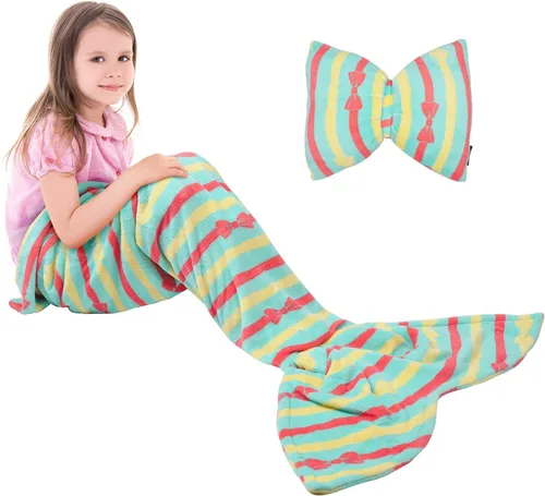 Vista 21 de Catalonia Manta de cola de sirena para niños, manta de franela súper suave para dormir para niñas de 3 a 14 años, regalo de cumpleaños para hija