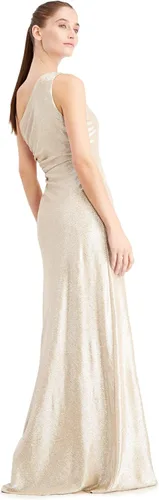 Vista 2 de Calvin Klein Vestido de un solo hombro para mujer con fruncido lateral y detalle de cuentas - Vestidos formales para mujer para ocasiones especiales