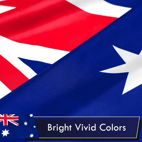 Vista 3 de G128 Bandera de Australia, 3 x 5 pies, serie LiteWeave, impresa en poliéster 100D, bandera de país, colores vibrantes, ojales de latón