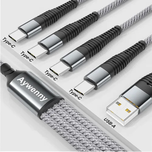 Vista 8 de Cable divisor USB tipo C QC3.0 de carga rápida 4 en 1, multiUSB C, cable de sincronización USB tipo C con 4 conectores USB C, para iPhone 15 Pro