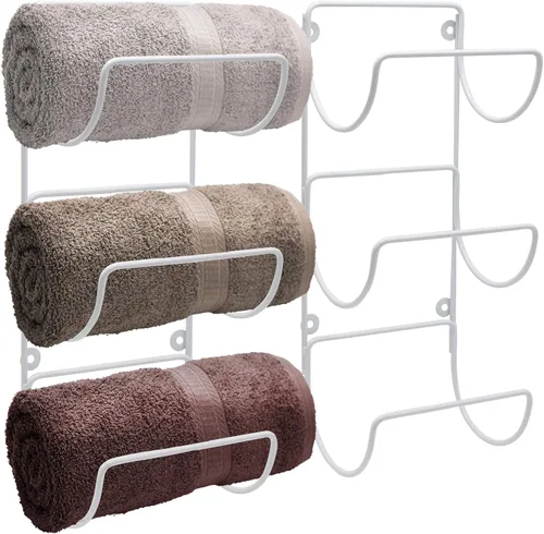 Vista 10 de Sorbus Toallero para pared de baño, 6 niveles para colgar toallas de baño, toallas de baño, ropa de cama, estantes negros para baño, spa, salón