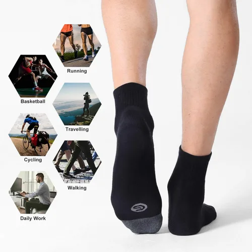 Vista 6 de CS CELERSPORT Paquete de 6 calcetines de tobillo para hombre con cojín atlético para correr