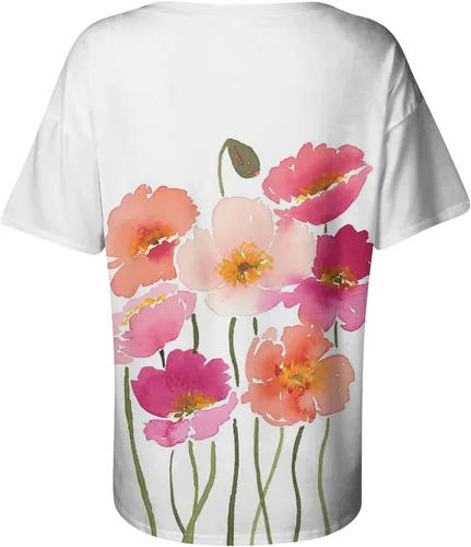 Vista 5 de Shirts for Women Dressy Casual 2023 Vintage Tees Holiday 70s Tshirts Tops Short Sleeve T-Shirts Casual Spring