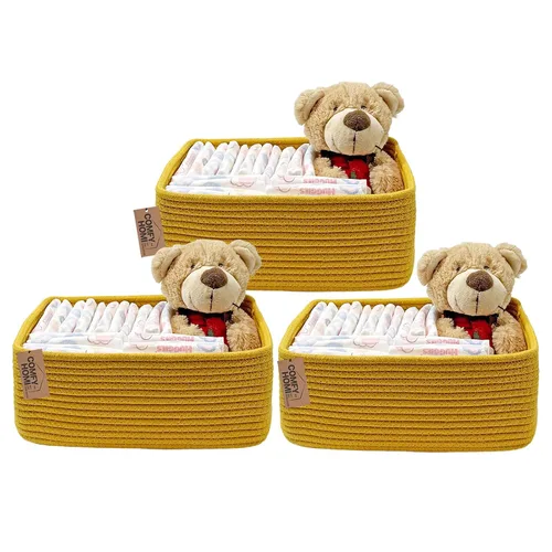 Vista 28 de COMFY-HOMI Cestas de almacenamiento de 11.5 x 7.5 x 4.7 pulgadas para organizar, cesta tejida de cuerda de algodón, caja de almacenamiento de marrón