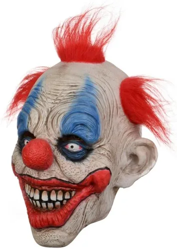 Vista 6 de Máscara de payaso de terror de Halloween, máscara de látex de payaso Joker, cubierta de cara de bromista de utilería de cosplay, máscara de látex
