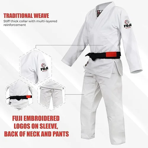 Vista 5 de FUJI Kids All-Around Brazilian Style Jiu Jitsu Uniform with C0-Sized White Belt