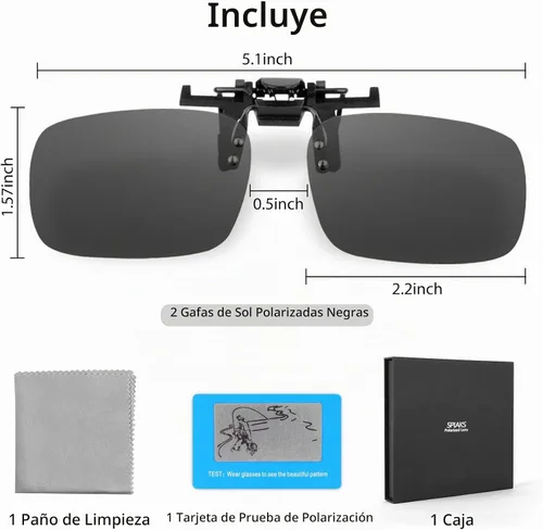 Vista 5 de Lentes de sol polarizados con clip abatibles sin montura para hombres y mujeres