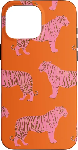Vista 18 de Funda para iPhone 17 con diseño de tigre rosa y naranja