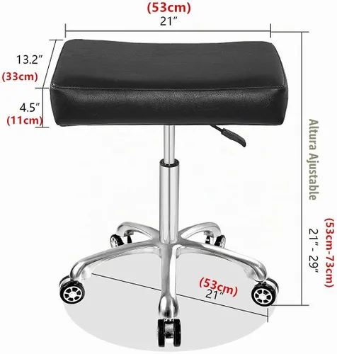 Vista 3 de Antlu Taburete giratorio ajustable para masaje oficina tatuaje cocina, trabajo pesado taburete hidráulico con ruedas (negro)