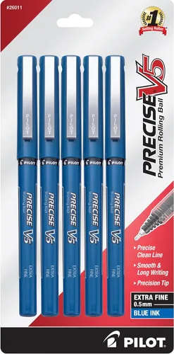 Vista 14 de PILOT Precise V5 Stick - Bolígrafos de tinta líquida con punta extrafina (0.5 mm.), tinta negra, paquete de 5 (26010)