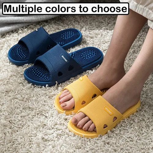 Vista 4 de Pantuflas de masaje para mujeres y hombres, acupresión para pies, fascitis plantar, deslizadores, sandalias de reflexología, zapatos de ducha