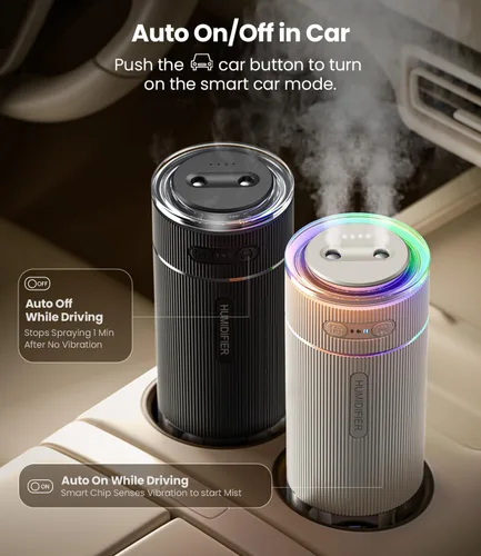 Vista 6 de WSKEN Humidificador pequeño portátil para dormitorio, boquilla doble, niebla fría grande, iluminación ambiental, encendido y apagado inteligente