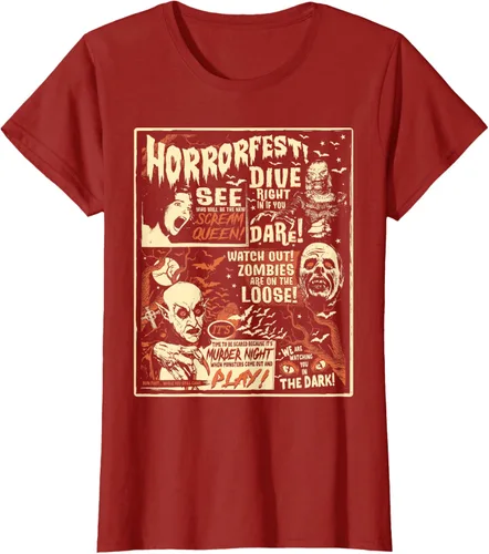 Vista 43 de Camiseta de terror vintage con póster de Halloween y película de terror Negro