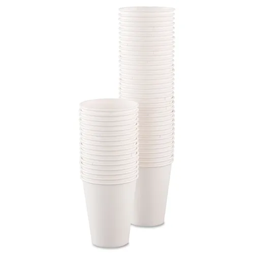 Vista 3 de Vasos SOLO Cup Company 378W2050 de papel poliéster en una sola cara, 8 oz, color blanco, 50 por bolsa (estuche de 20 bolsas)