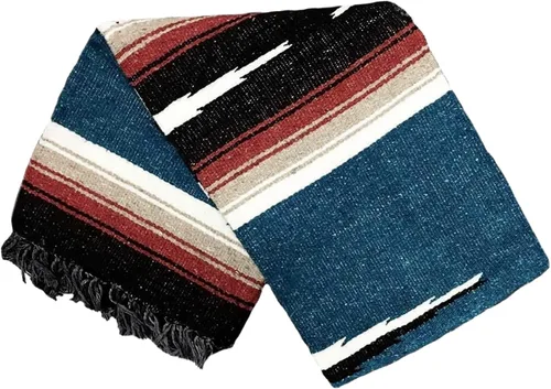 Vista 11 de Open Road Goods Manta de diamantes mexicanos – Manta de yoga pesada XL – Hecho a mano en México – Manta gruesa estilo serape bohemio estilo Saltillo