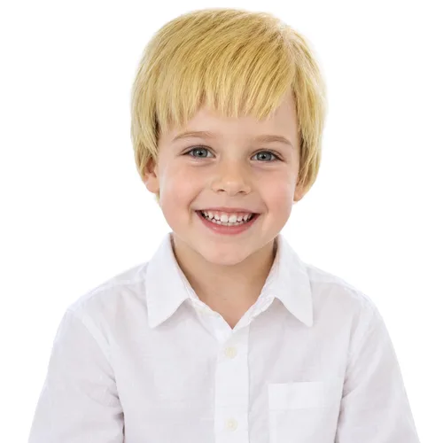Vista 8 de Peluca marrón oscuro para niños, peluca recta corta con flequillo