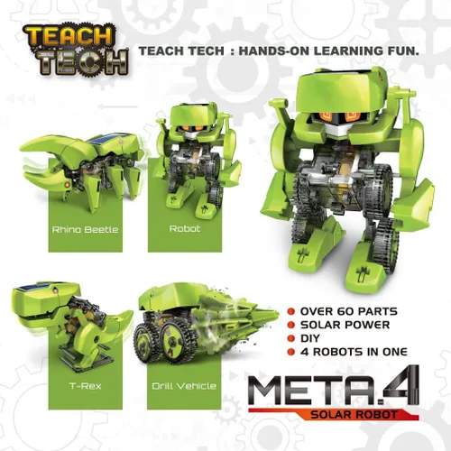 Vista 3 de Teach Tech "Meta.4", robot transformador, juguetes solares STEM para niños mayores de 8 años