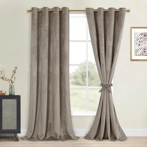 Vista 73 de DWCN - Juego de 2 paneles de cortina de terciopelo con ojales negros, tratamiento de ventanas con aislamiento térmico, apilables, decoración moderna