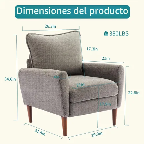 Vista 2 de OLIXIS Cómoda silla decorativa para sala de estar, dormitorio y sala