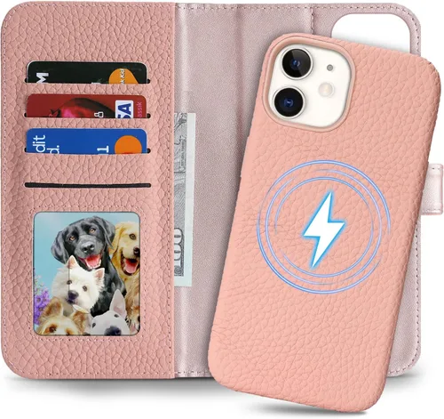 Vista 19 de Funda desmontable de cuero genuino para iPhone SE 2020/SE 2022/7/8, funda magnética 2 en 1 extraíble, soporte de carga Magsafe, funda protectora