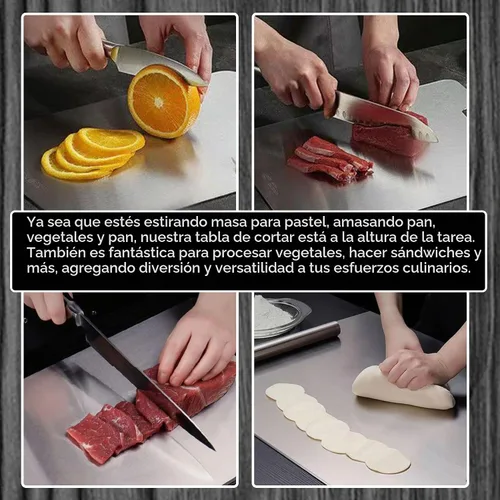 Vista 5 de Tabla de cortar de titanio, tabla de cortar de titanio 100% puro para cocina, última versión gruesa de 0.06 pulgadas, ángulo de protección