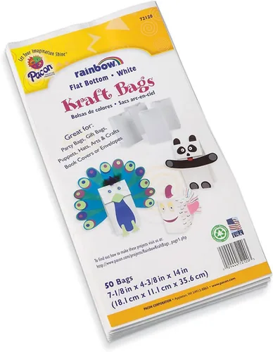 Vista 2 de Creativity Street - Bolsas Kraft P0072120, blancas, 7-1/8" x 4-3/8" x 14", 50 bolsas