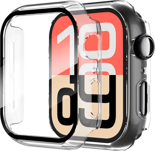 Vista 22 de Diruite Juego de 2 fundas para Apple Watch Series 3/2/1 de 38mm, protector de pantalla de vidrio templado ultradelgado de todo alrededor para iWatch