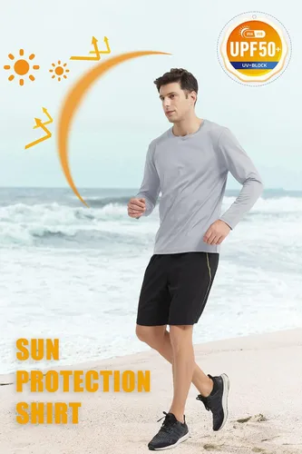 Vista 5 de MAGCOMSEN Camisas de manga larga para hombre con protección solar UV UPF 50+, para correr, pescar, de secado rápido