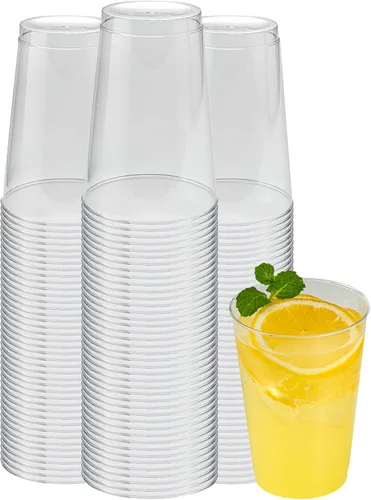 Vista 19 de Restaurantware RW Base - Vasos de fiesta de 8 onzas, 20 vasos de chupito desechables, con borde enrollado, vaso de cóctel de plástico transparente