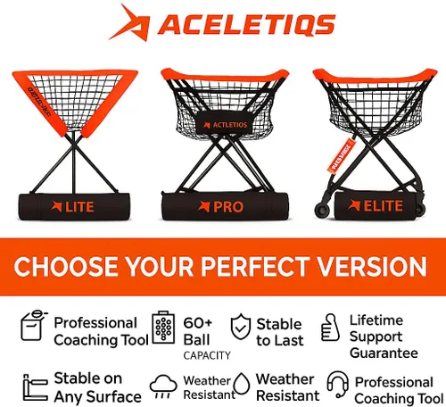 Vista 7 de ACELETIQS Baseball Softball Portable Batting Practice Ball Caddy, Use During Training and Drills, Save Your Back No More Bending, Holds up to 60