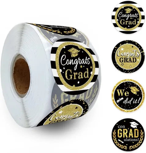 Vista 8 de REWIDPARTY Rollos de calcomanías para niños y adultos, decoraciones de cumpleaños, aniversario y fiestas navideñas (500 por rollo)