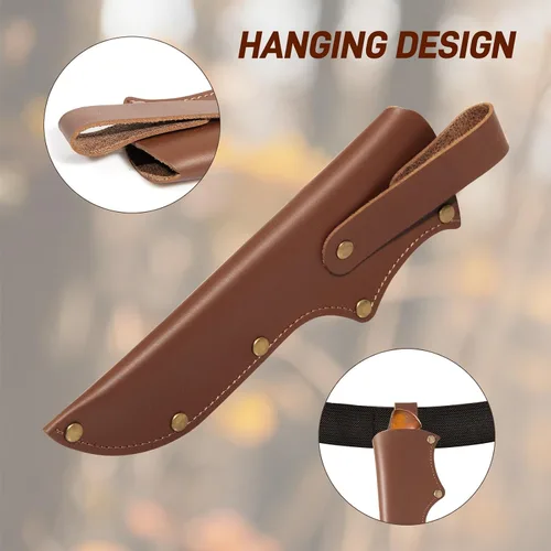 Vista 3 de Funda de cuero marrón, funda de cuchillo para cuchillo Mora, funda gruesa
