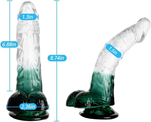 Vista 3 de FST Consolador realista de eje curvado, estimulación del punto G, pene con fuertes testículos de succión y diseño de venas para estimulación sexual