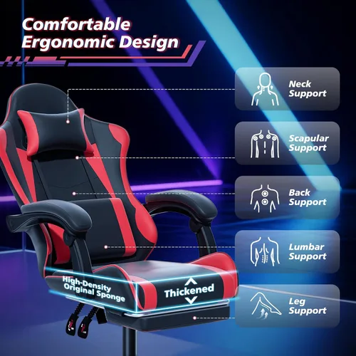 Vista 4 de Magshion Silla de juegos para adultos, silla ergonómica de computadora con reposabrazos de acoplamiento, silla de jugador de altura ajustable