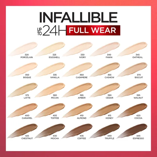 Vista 6 de L'Oreal Paris Makeup Infalible Full Wear Corrector mate impermeable, cobertura completa, tono de piel claro (Porcelain), 0.33 fl oz 320 PORCELANA