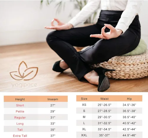 Vista 5 de Yogipace - Pantalón de yoga y de vestir para mujer pantalón de pierna recta y con trabillas para cinturón en tallas petiteregulartall