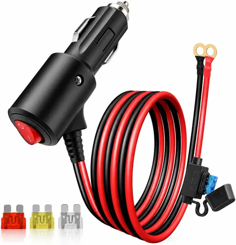 Vista 8 de Adaptador de encendedor de cigarrillos macho a terminal de anillo de batería de 3.3 pies, 12 V/24 V, enchufe de encendedor de cigarrillos resistente