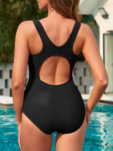 Vista 2 de Traje de baño atlético de una pieza para mujer, traje de baño con espalda cruzada