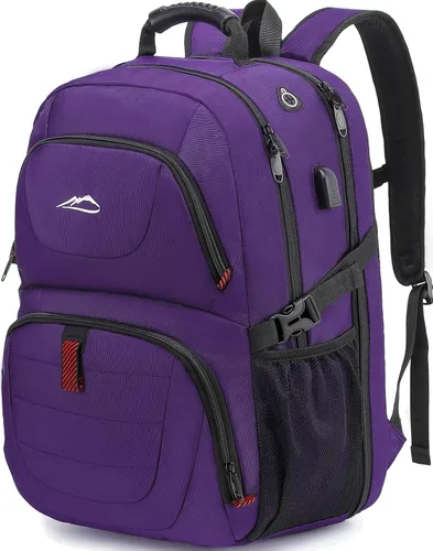 Vista 15 de ProEtrade Mochila de viaje extra grande para portátil, antirrobo, para escuela y negocios, con puerto de carga USB, para portátil de 17 pulgadas