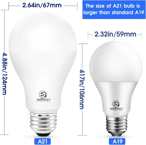 Vista 3 de Paquete de 2 bombillas LED equivalentes a 150 W, regulables, superbrillantes, 2600 lm, blanco suave de 2700 K, bombilla LED A21, base estándar E26