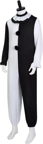 Vista 3 de HAIRXR Disfraz de payaso asesino terrifier para adultos y niños, overol de cosplay de payaso artístico para la cabeza, traje de Halloween (hombre, M)