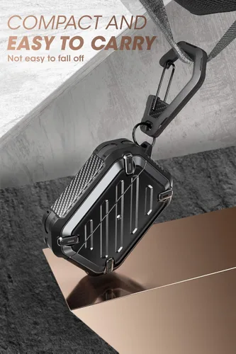 Vista 4 de SupCase - Estuche para Airpods Pro Serie Pro Unicorn Beetle, resistente carcasa de protección completa con mosquetón para Airpods Pro de Apple Negro