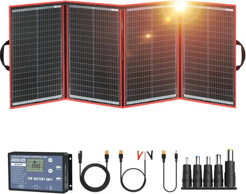 Vista 12 de Dokio XX panel solar monocristalino, plegable, de 12 voltios