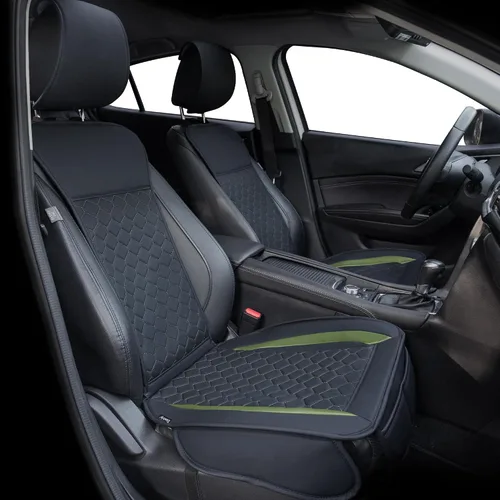 Vista 14 de Elantrip Fundas para Asiento de Coche de Cuero, Protector de Asiento de Coche para Mujeres, Compatible con Airbag, Funda de PU con Patrón de Beige