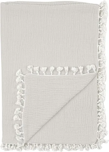 Vista 12 de Crane Baby Manta de muselina para bebé, de algodón suave, ligera, para bebé, niños y niñas, Riverstone, 30 x 40 pulgadas