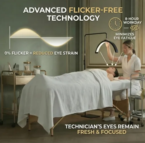 Vista 6 de Hi_friend Lámpara de media luna portátil de 23 pulgadas, luz de pestañas para esteticistas, lámpara LED de piso arqueada brillante para extensiones